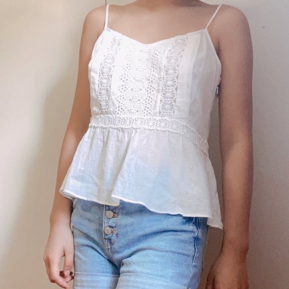 ann taylor loft petite white lace tank - Picture 1 of 3